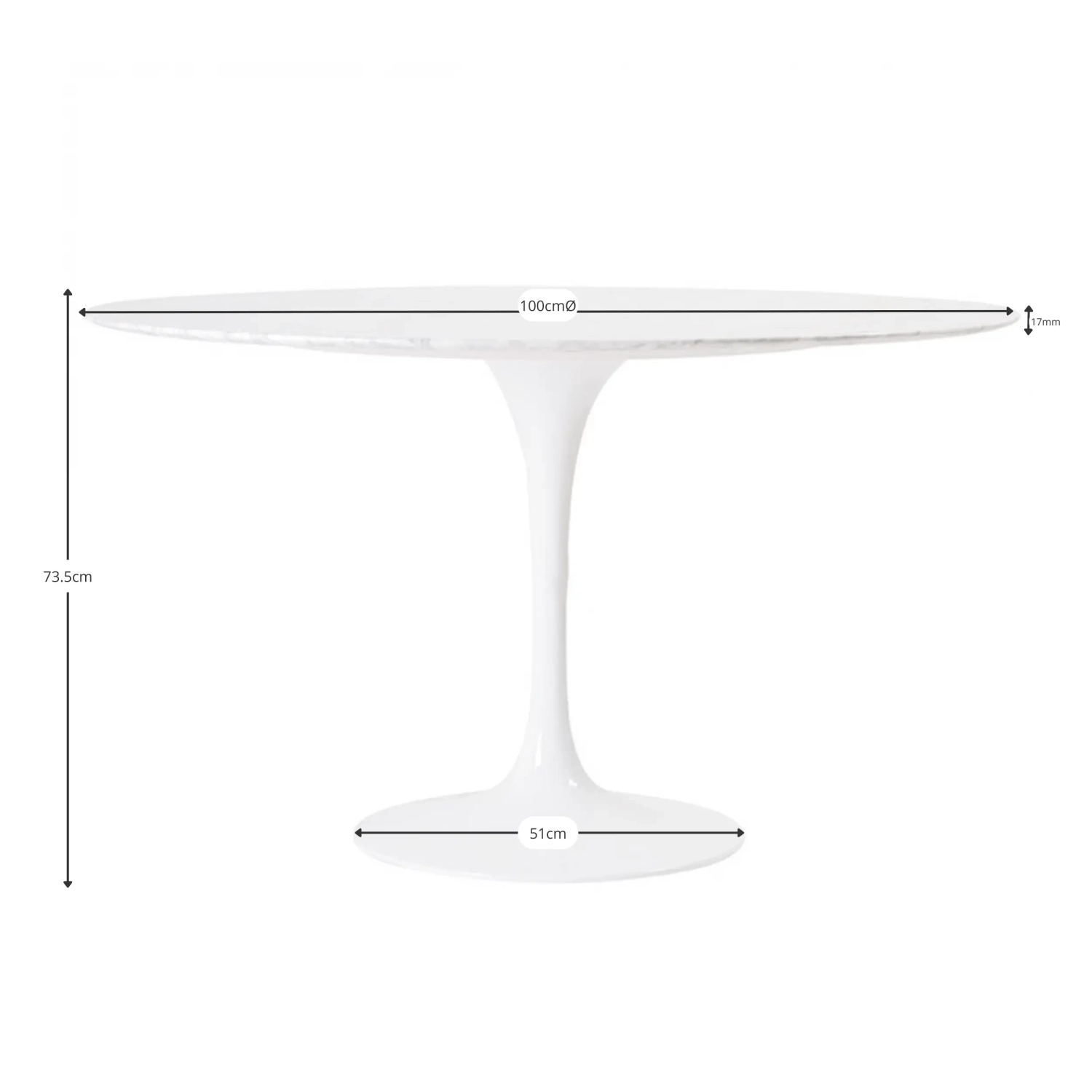 Table Dining Tulip Marbre  100 cm