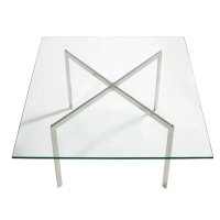 Mesa Mies Van Der Rohe 100x100cm | Cristal Templado y Acero Inoxidable