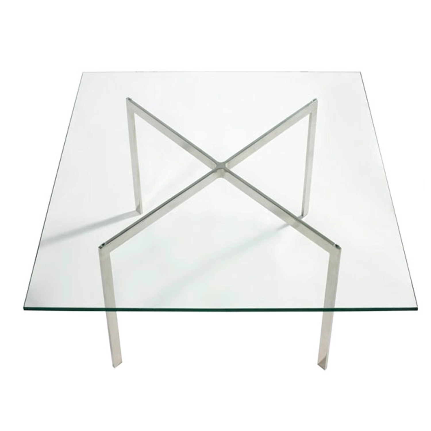 Mies Van Der Rohe Tafel 100x100cm : Gehard glas en roestvrij staal