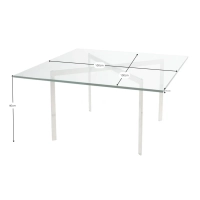 Table Mies Van Der Rohe 100x100cm : Verre trempé et acier inoxydable