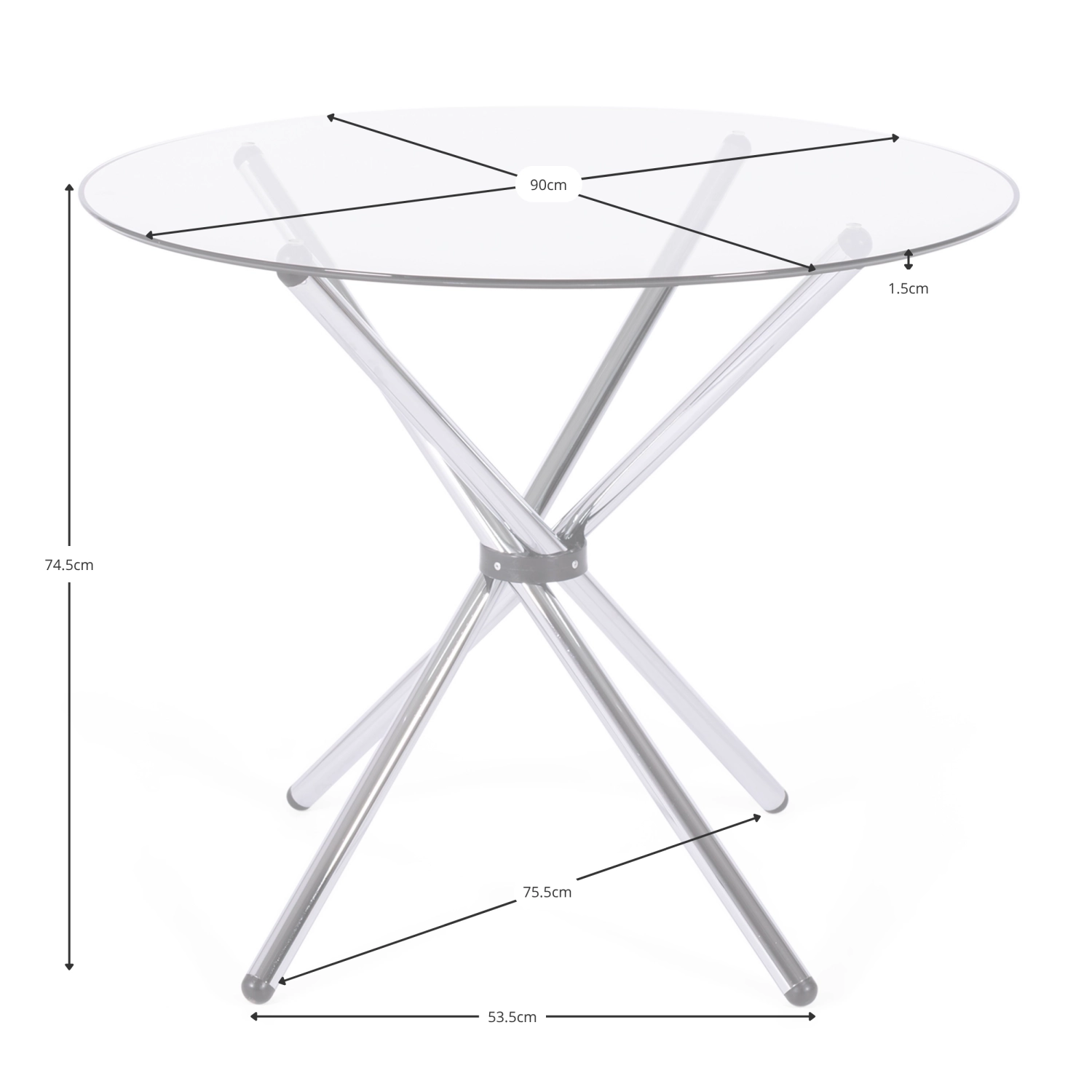 Runder Glastisch 80 cm | Modernes Design für Küche & Esszimmer