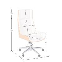 Chaise de bureau Nordic Highback en érable et éco-cuir blanc - Meubles Concept