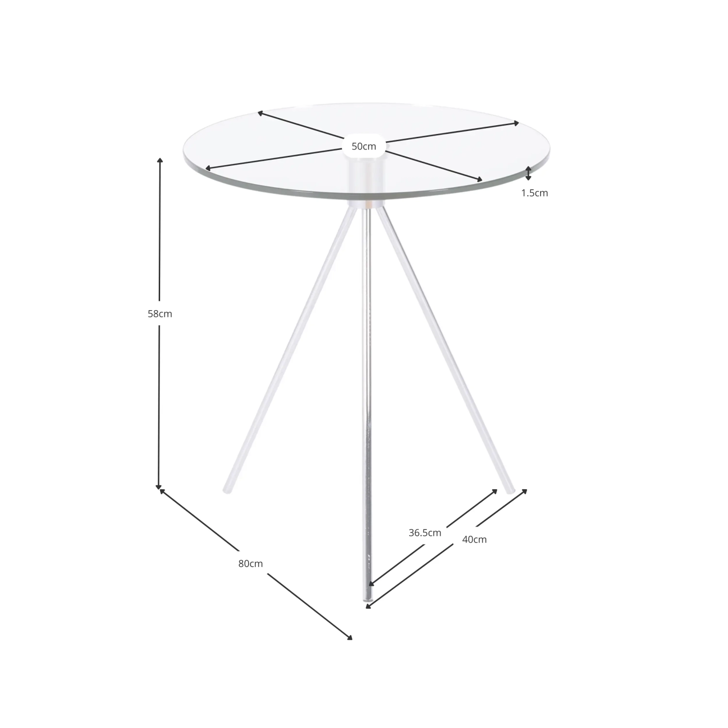 Mesa auxiliar Piccola | Cristal templado y acero cromado