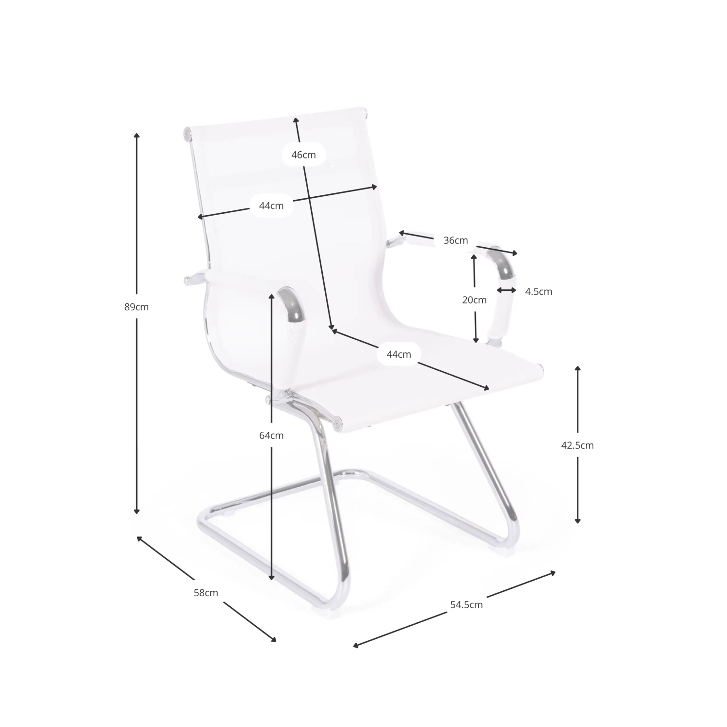 Chaise Mesh Lowback Fixed Edition | Chaise de réunion moderne et respirante