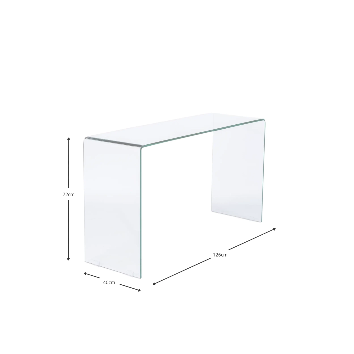 Ice Console Console Table : 12 mm transparent tempered glass