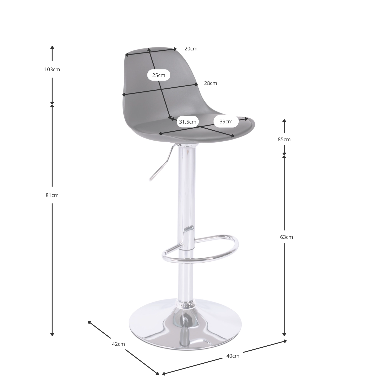Hocker verstellbare Kansas | Modernes, ergonomisches Design