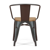 Bistro Chaise en bois à accoudoirs | Chaise industrielle avec accoudoirs et assise en bois