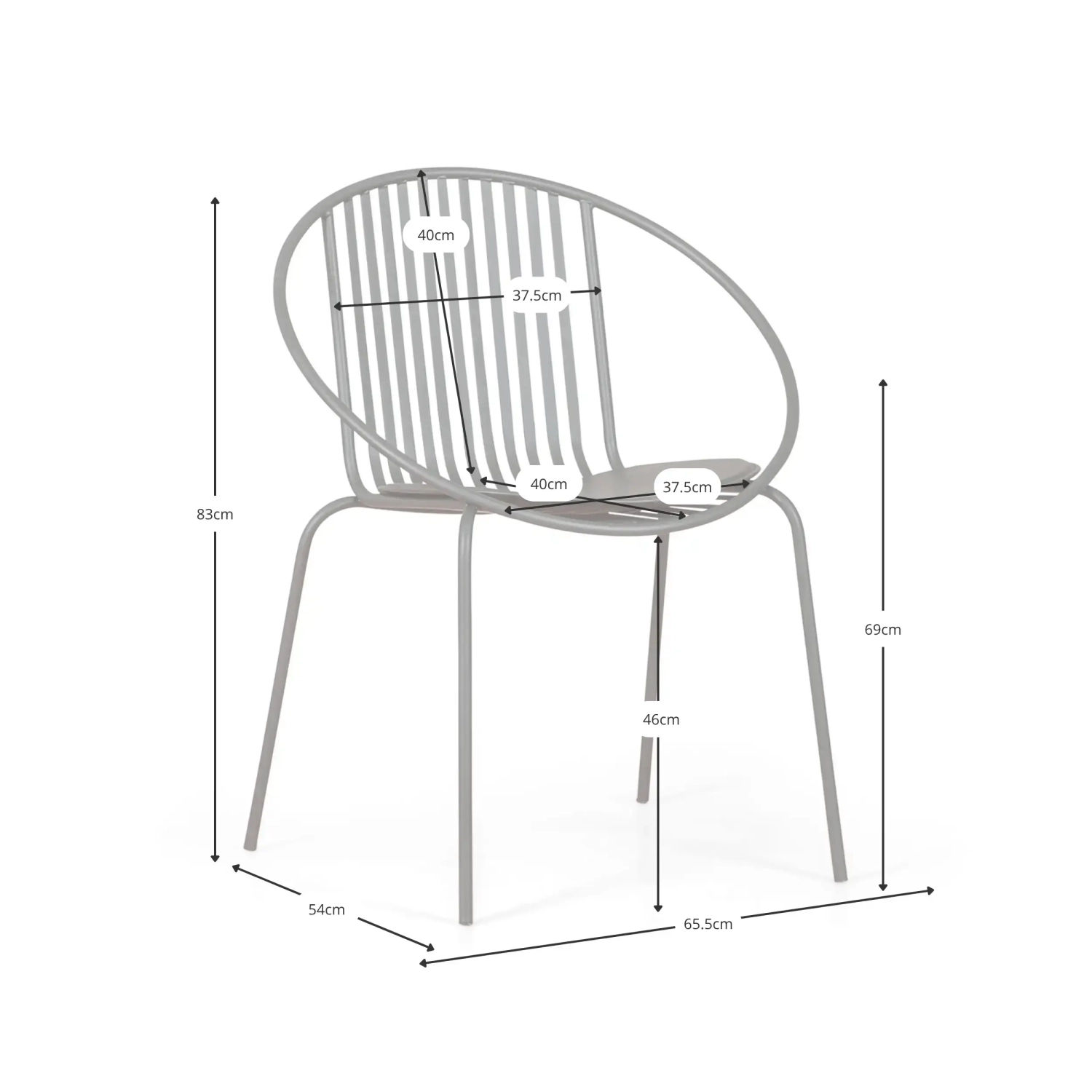 Silla Metálica Bali - Resistente y moderna para exterior e interior - Mueble Design