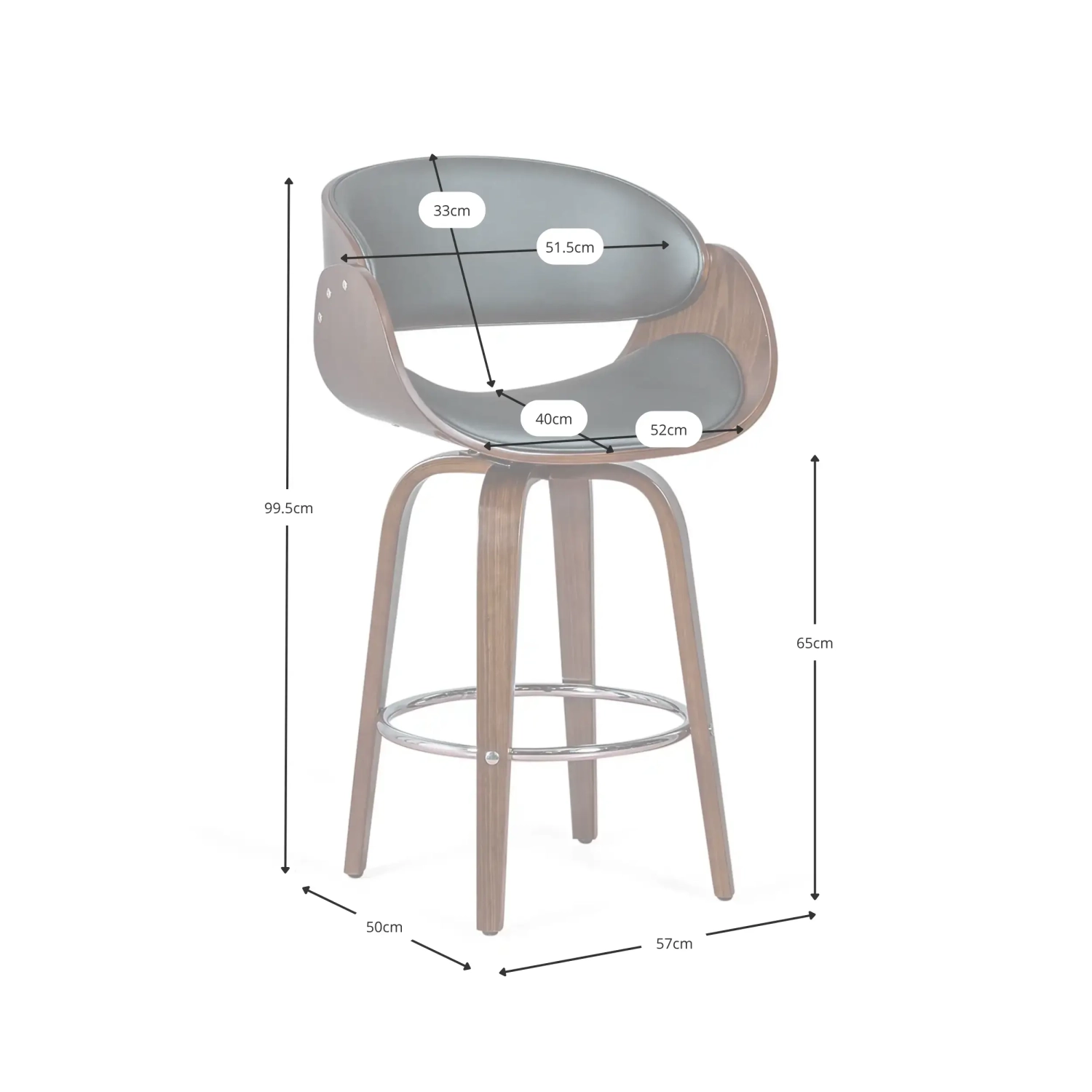 Barstol Burrow 66 cm - Snygg och bekväm pall skandinavien tillverkad i läderimitation Mobelarium