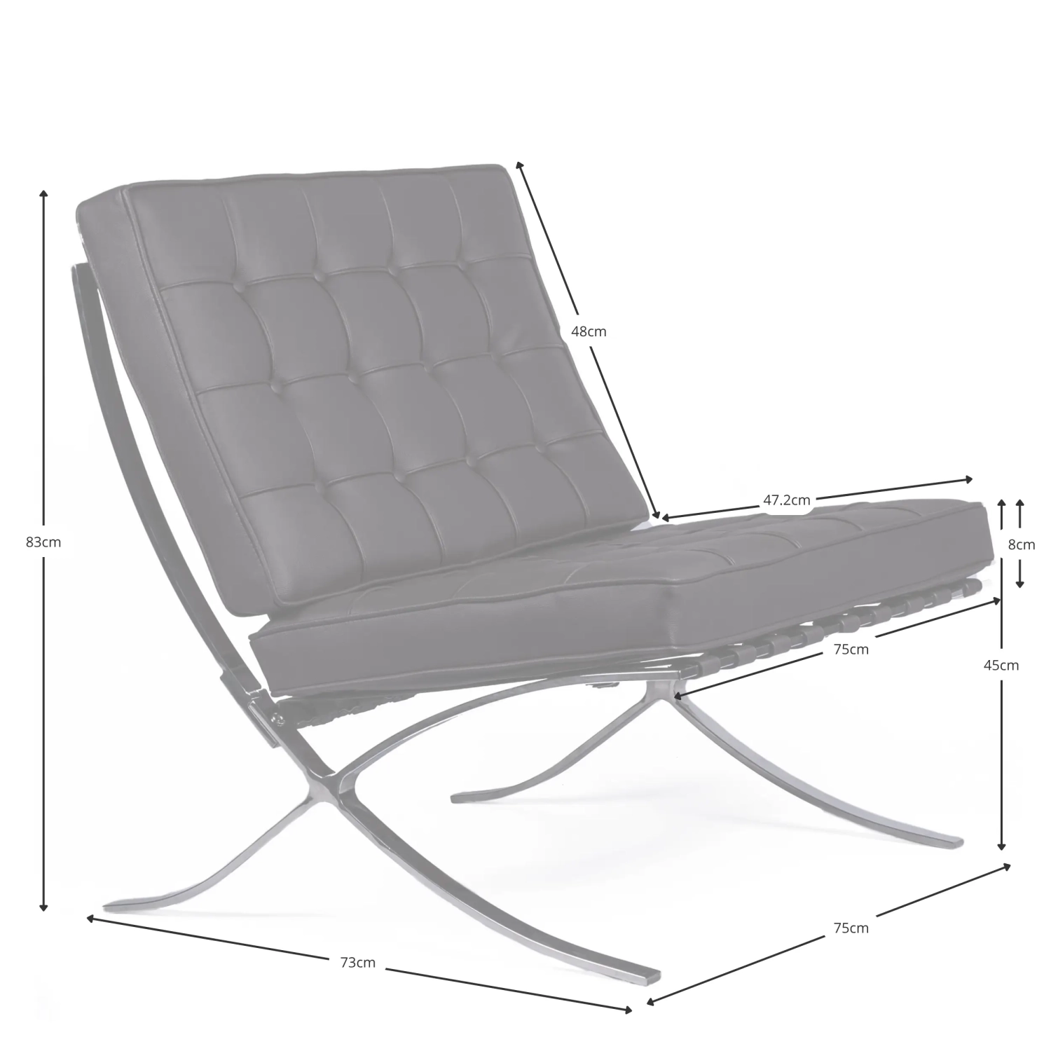 Cadeira Barcelona Inspiration em Couro - Poltronas Modernas - Móveis Design