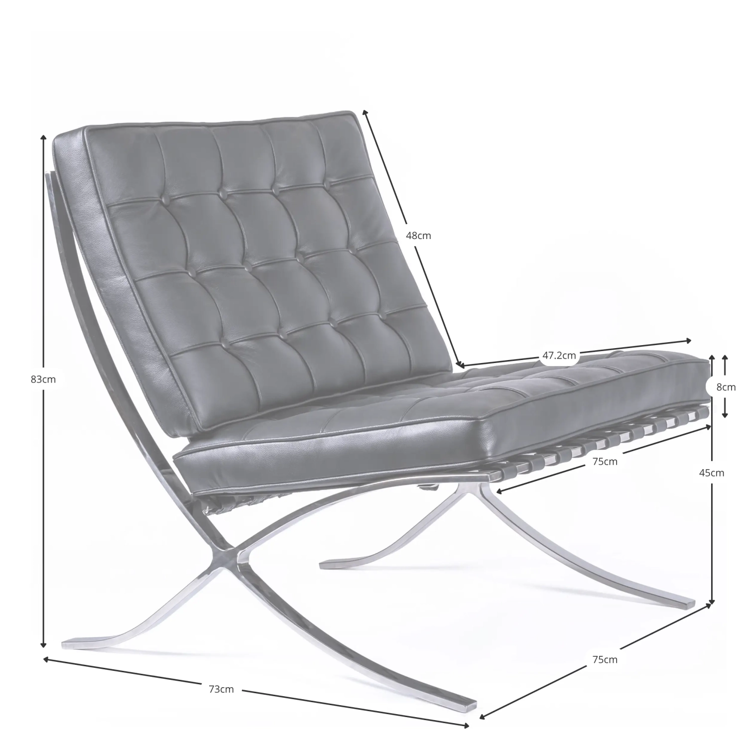 Inspiración Silla Barcelona en Cuero Italiano - Sillon de alta gama - Mueble Design