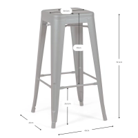 Stool industrial Bistro 76 cm | Bright steel stackable