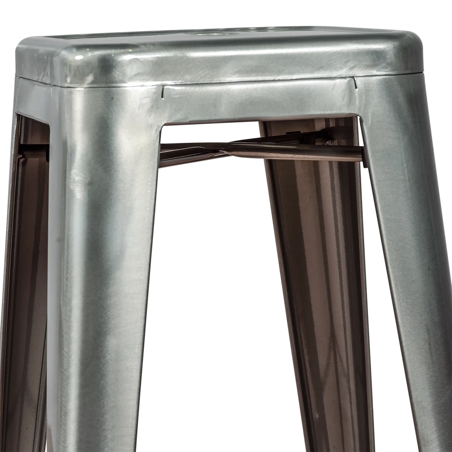 Stołek przemysłowy Bistro 76 cm | Jasna stal z możliwością sztaplowania