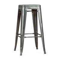 Stołek przemysłowy Bistro 76 cm | Jasna stal z możliwością sztaplowania
