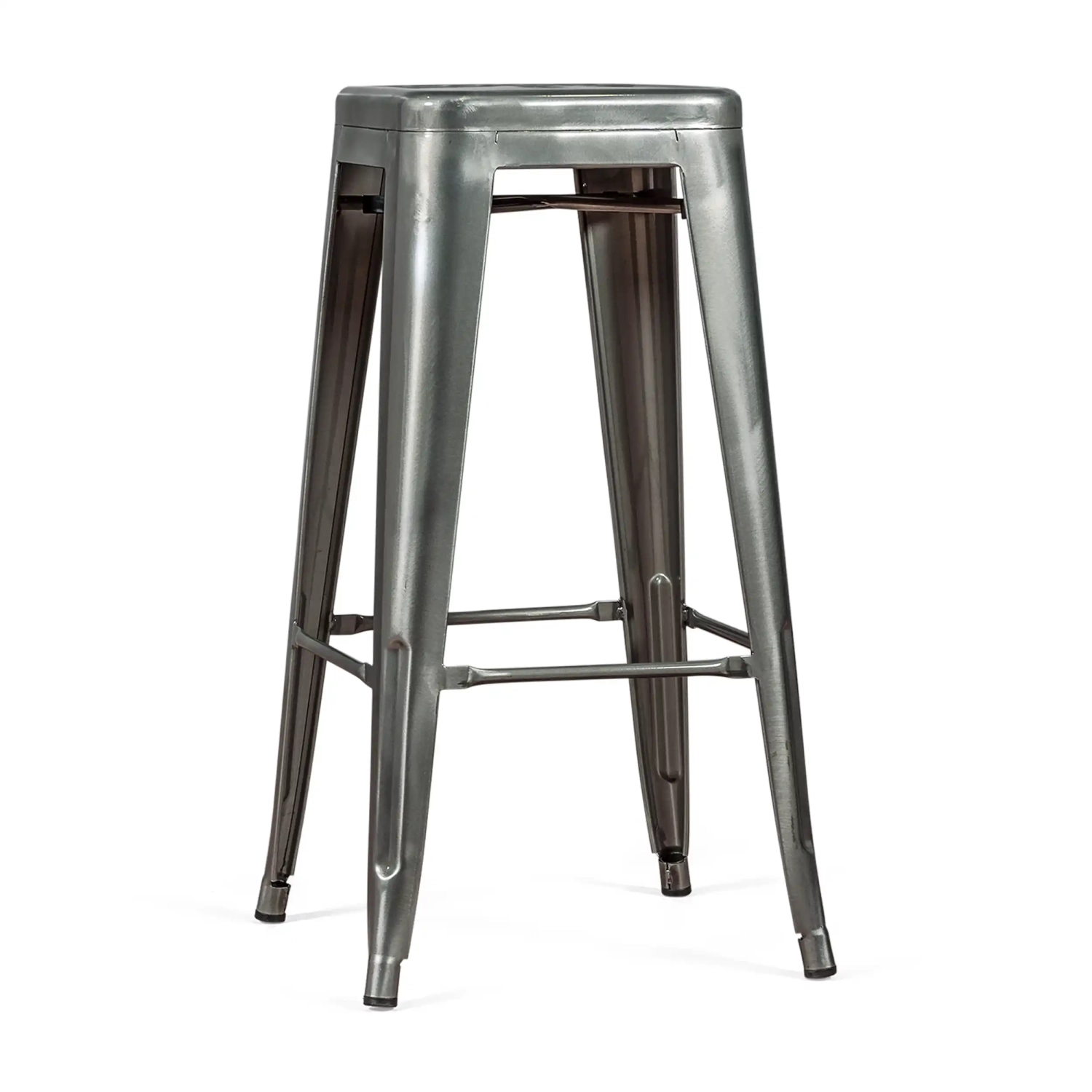 Taburete industrial Bistro 76 cm | Acero brillante apilable