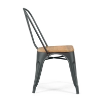 Stapelbarer Stuhl Bistro | Matter Stahl und Massivholz, industrieller Stil