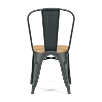 Stapelbarer Stuhl Bistro | Matter Stahl und Massivholz, industrieller Stil