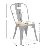 Stapelbarer Stuhl Bistro | Matter Stahl und Massivholz, industrieller Stil