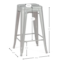 Sgabello Bistro industriale 66 cm | Acciaio impilabile lucido o opaco
