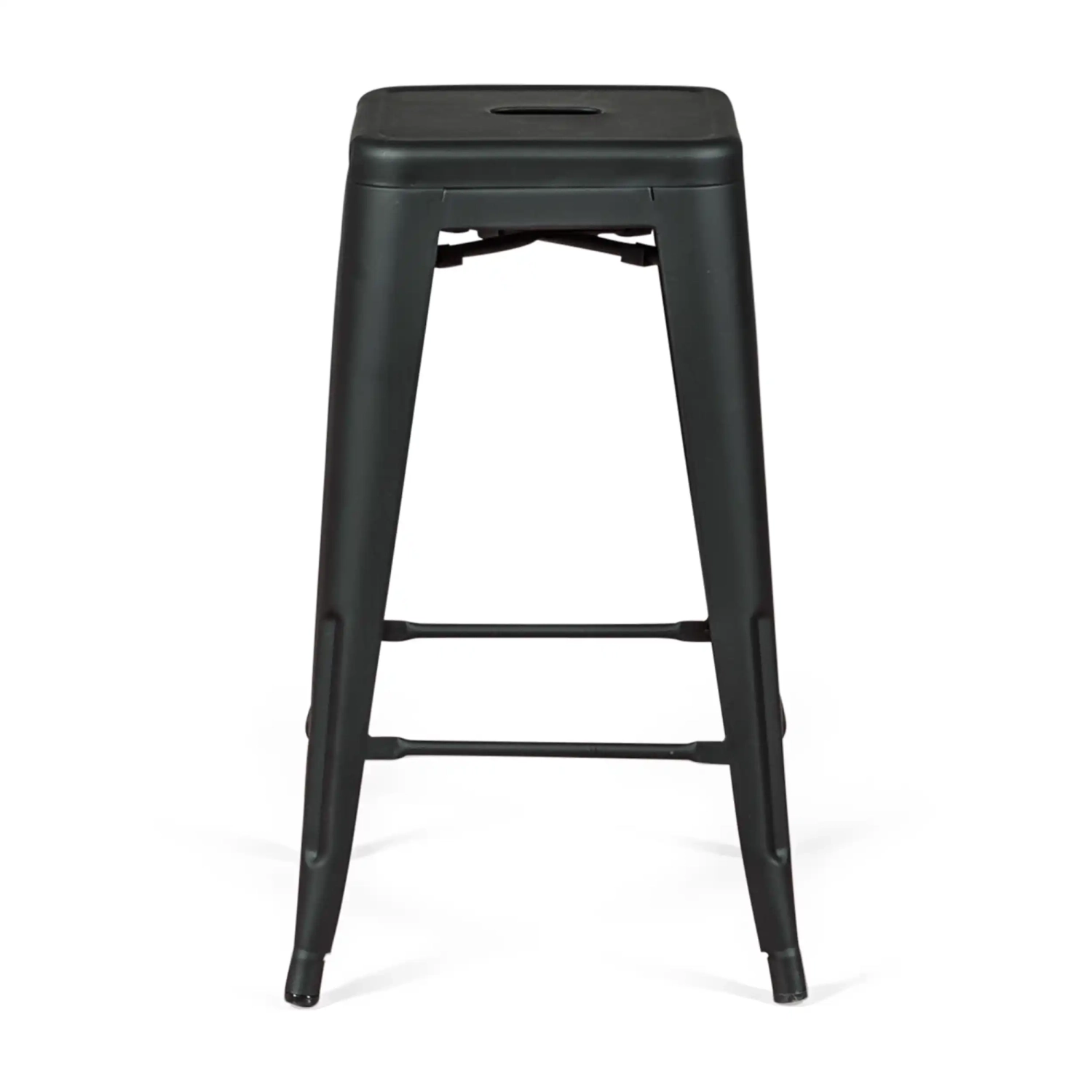 Sgabello Bistro industriale 66 cm | Acciaio impilabile lucido o opaco