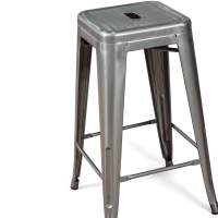 Sgabello Bistro industriale 66 cm | Acciaio impilabile lucido o opaco
