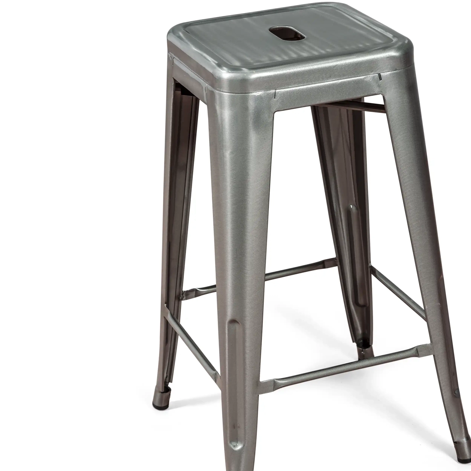 Sgabello Bistro industriale 66 cm | Acciaio impilabile lucido o opaco
