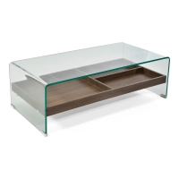 Mesa de centro Pot | Cristal templado con cajón de madera