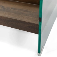 Tavolino Pot : Vetro temperato con cassetto in legno
