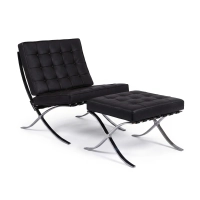 Barcelona Chair mit Ottoman aus Kuntsleder - Design Sessel - Mobelarium