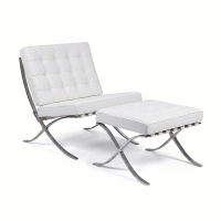 Barcelona Chair mit Ottoman aus Kuntsleder - Design Sessel - Mobelarium