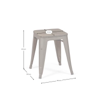 Taburete industrial bajo con asiento de madera Bistro Antique