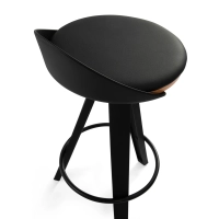 Tabouret Design déco avec siège en hêtre et similicuir