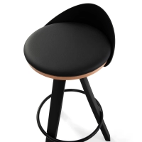 Stool Design deco with beech and leatherette seat