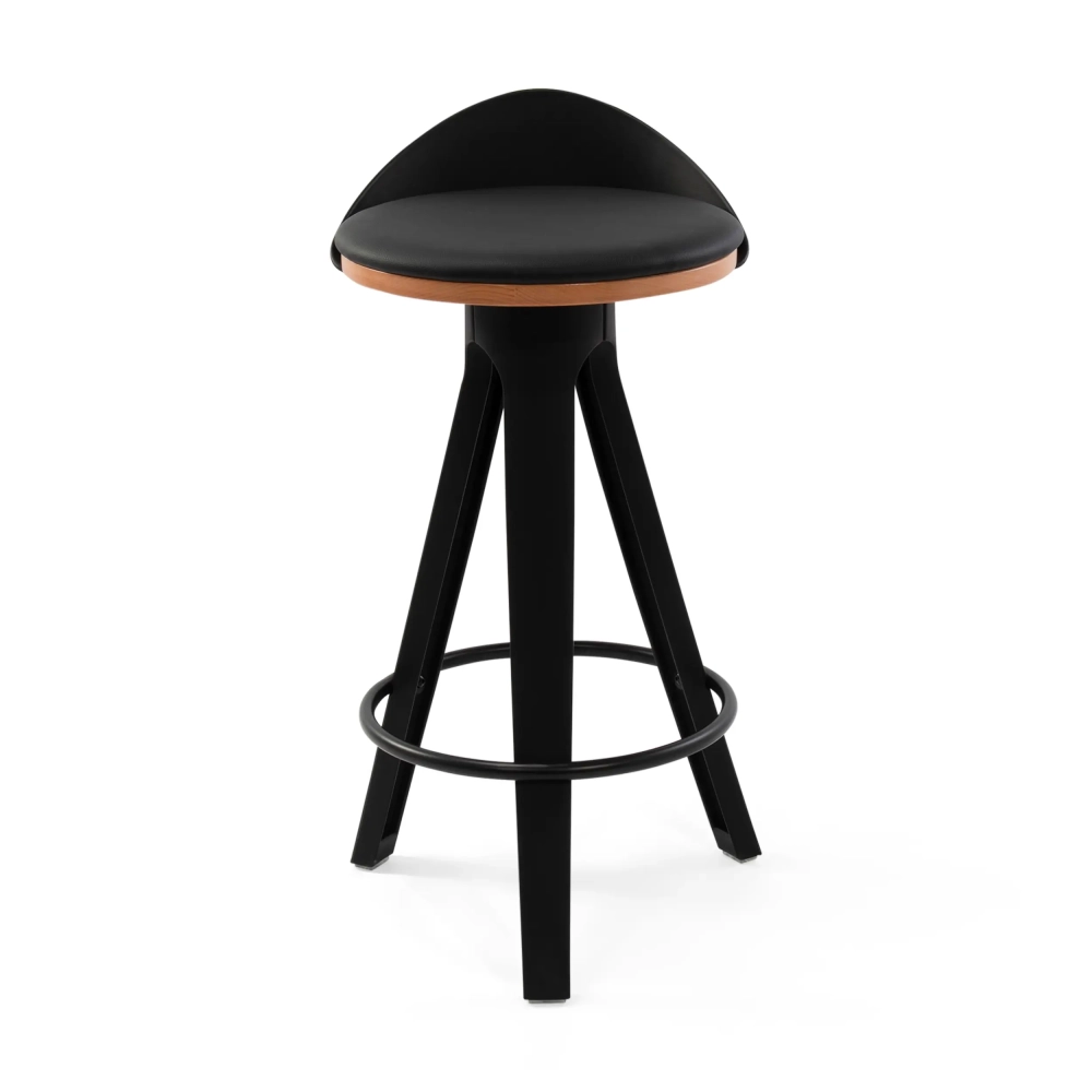 Stool Design deco with beech and leatherette seat