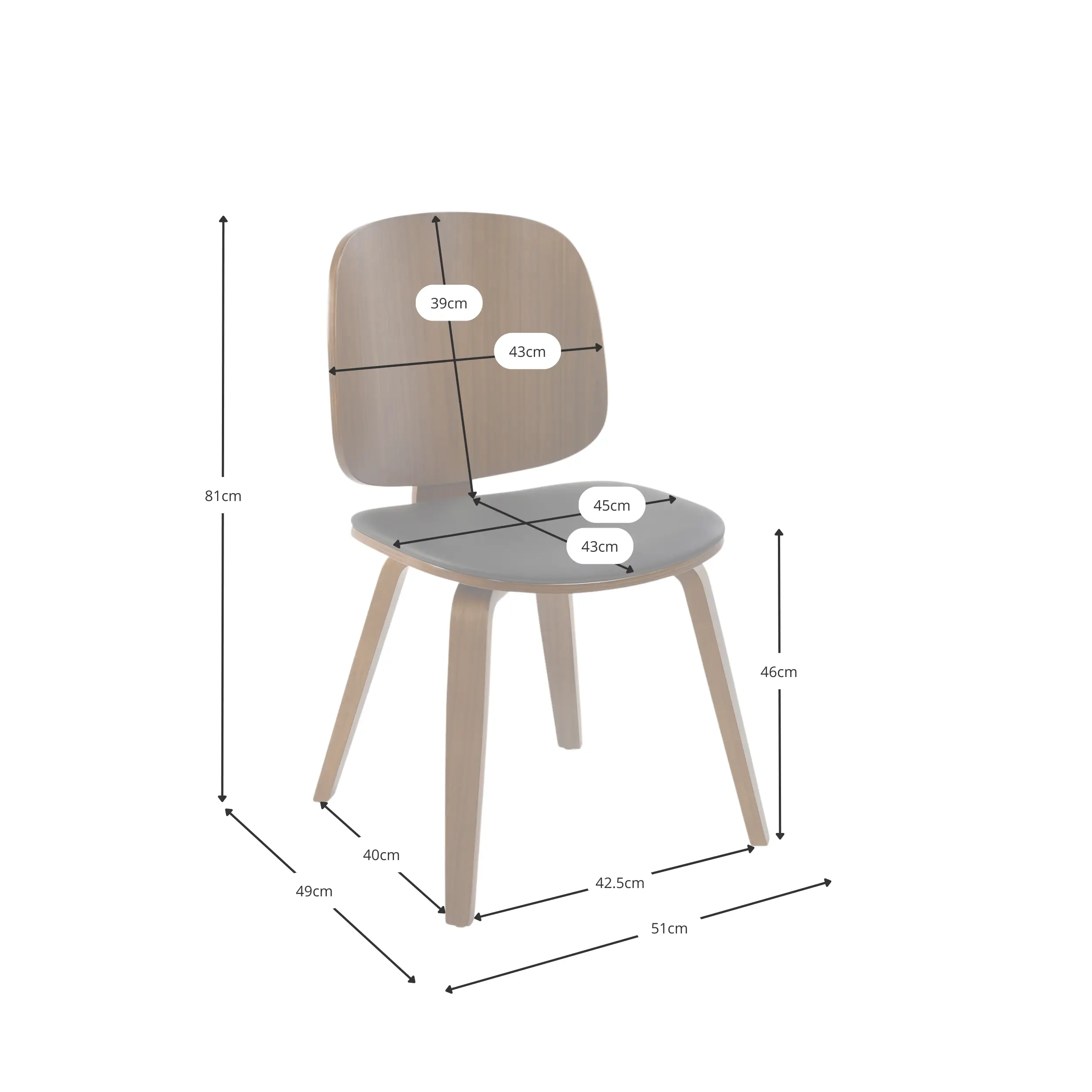 Chair Scandinavian Hut S in walnut with upholstered dining seat