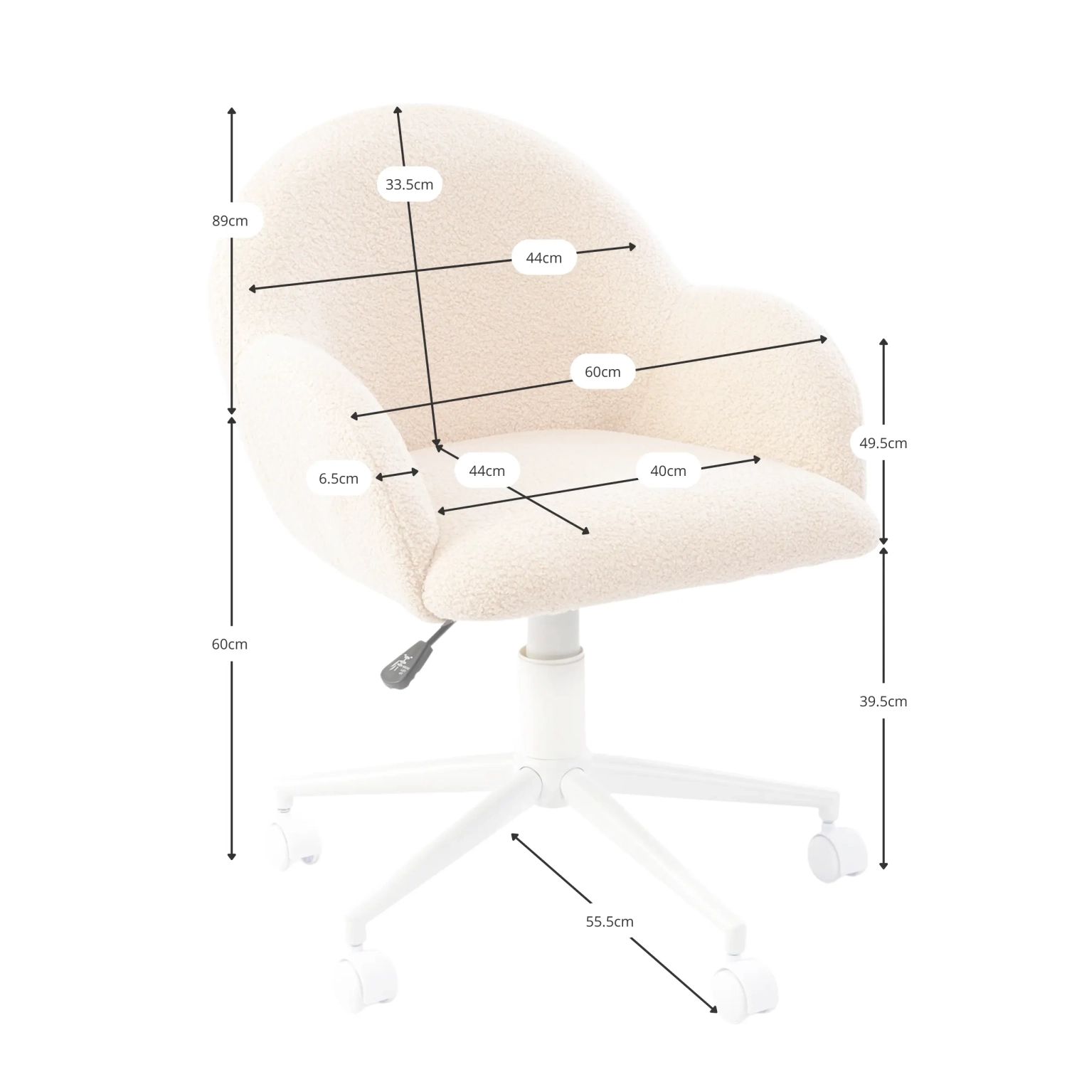 Siège de bureau bouclé réglable en hauteur - Notorius