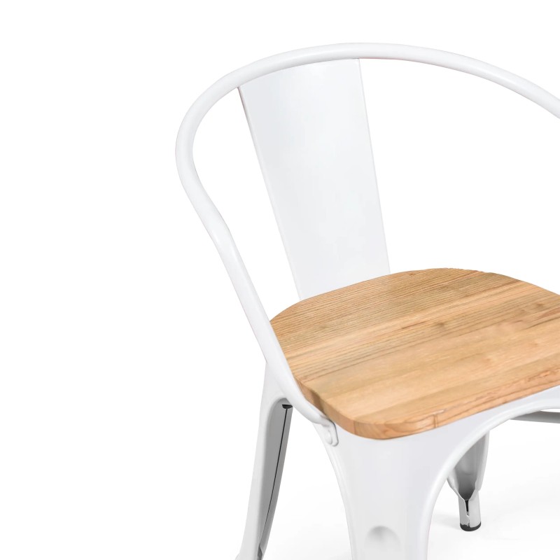 Bistro Krzesło Arms Wood | Przemysłowe krzesło z podłokietnikami i drewnianym siedziskiem