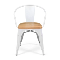 Bistro Chaise en bois à accoudoirs | Chaise industrielle avec accoudoirs et assise en bois