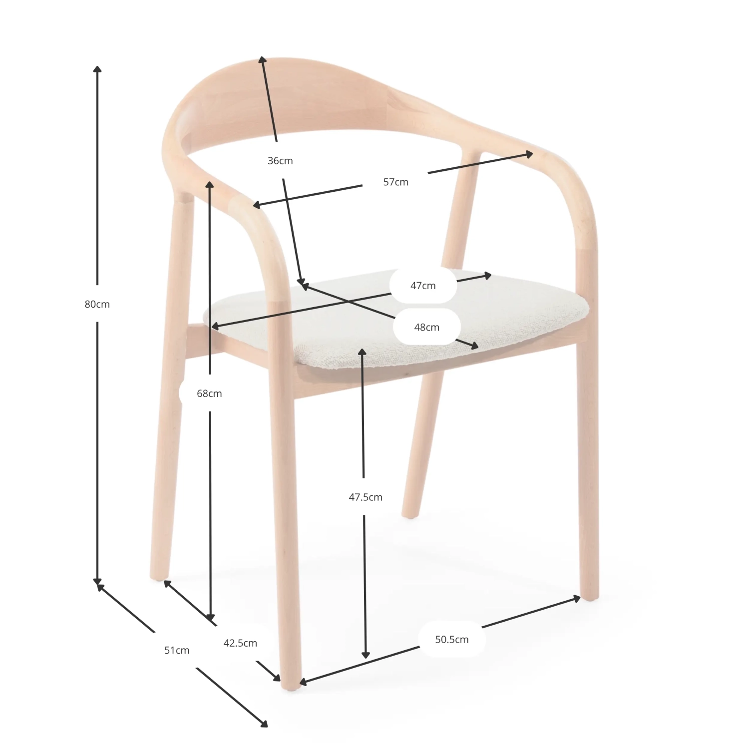 Warsow Nordic Eetkamerstoel in Natuurlijk Hout | Elegant & Comfortabel Ontwerp