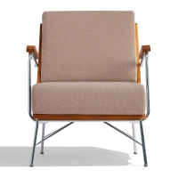 Poltrona industriale Daneu rivestita in cotone-Poltrona in legno-Mobilie Design