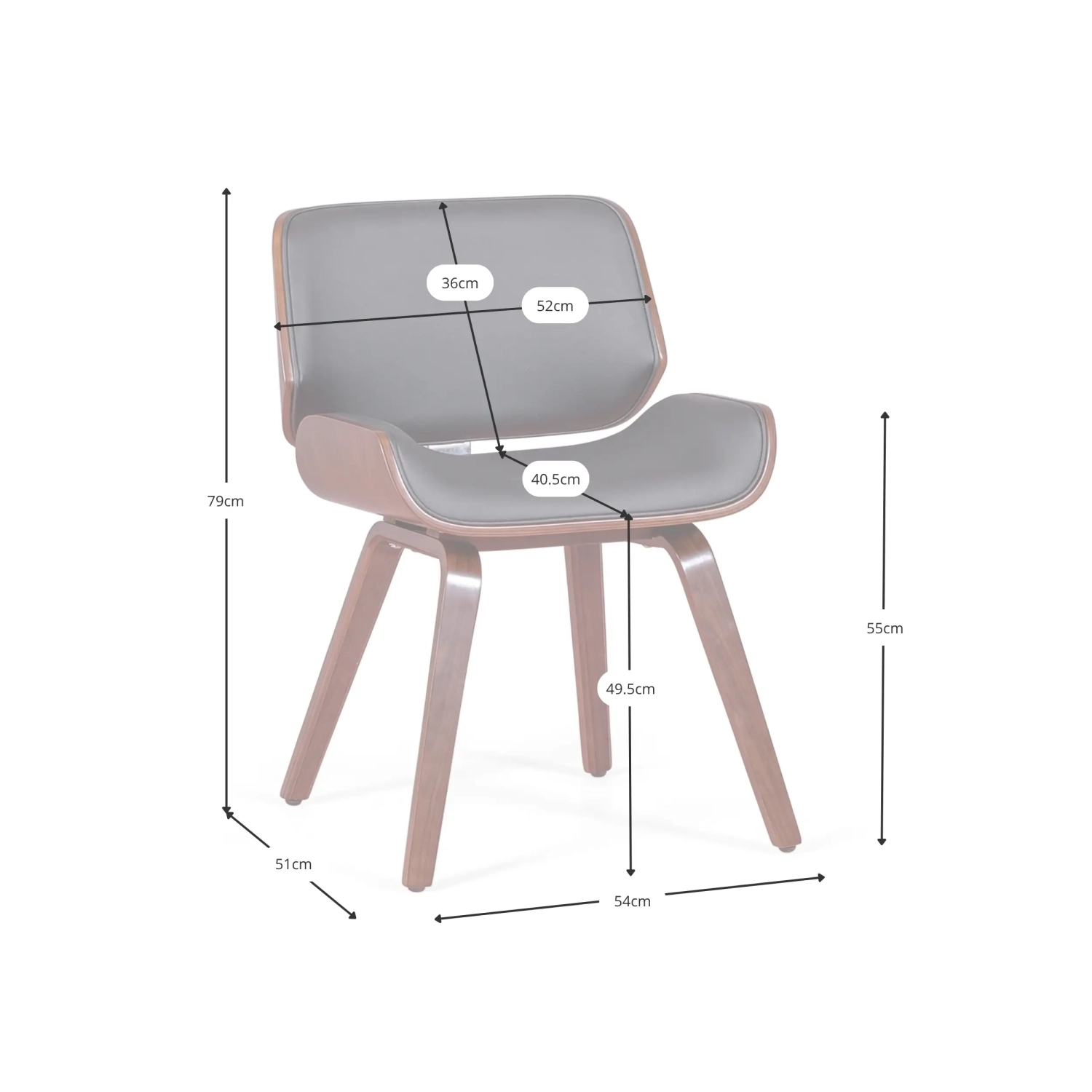 Sedia Nordic in noce e similpelle nera | Elegante design scandinavo