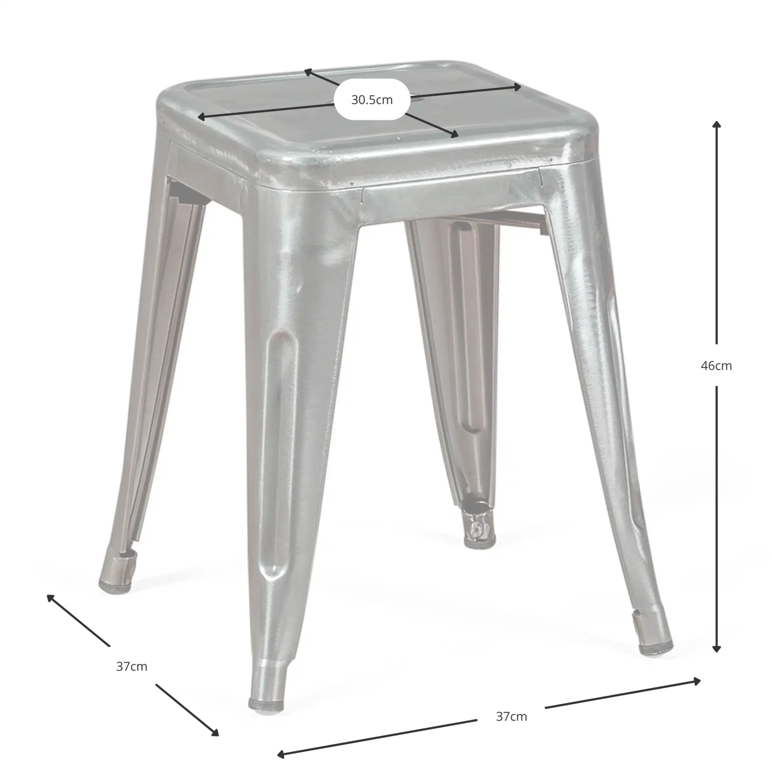 Tamborete Metálico Bistro 45 cm | Estilo industrial empilhável