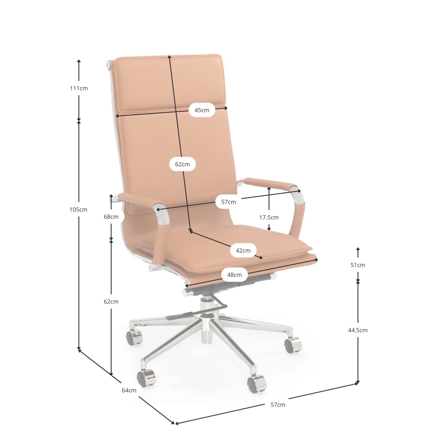 Studio kontorsstol med hög rygg | Ergonomisk kontorsstol i konstläder