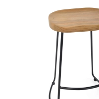 Taburete industrial Portland de 76 cm | Madera de olmo y acero mate