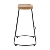 Portland Industrial Counter Stool 76 cm | Elm Wood and Matte Steel