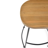 Tabouret de bar industriel Portland 76 cm | Bois d'orme et acier mat