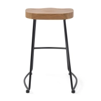 Portland Industrial Barhocker 66 cm | Massives Ulmenholz & Stahl