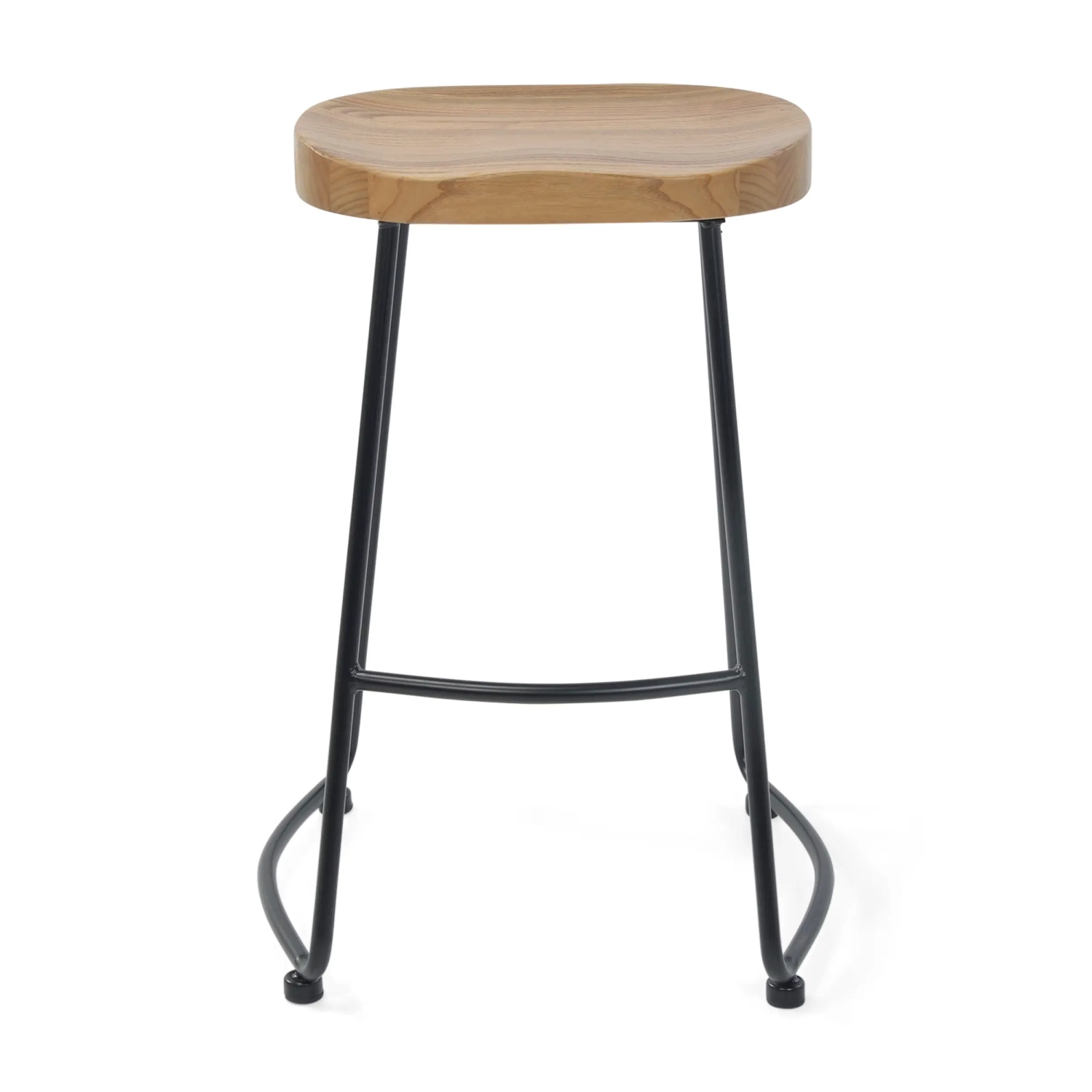 Taburete industrial Portland de 66 cm | Madera maciza de olmo y acero