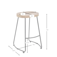 Taburete industrial Portland de 66 cm | Madera maciza de olmo y acero