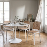 Silla Moulin Vintage de ratán sintético | Silla apilable para interior y exterior